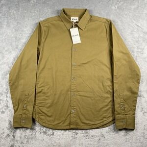 Pact Shirt Mens Sz M Green Boulevard Brushed Twill Long Sleeve Button Up Pockets